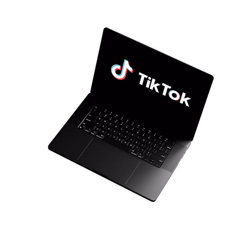 Laptop z otwartym panelem TikTok Shop